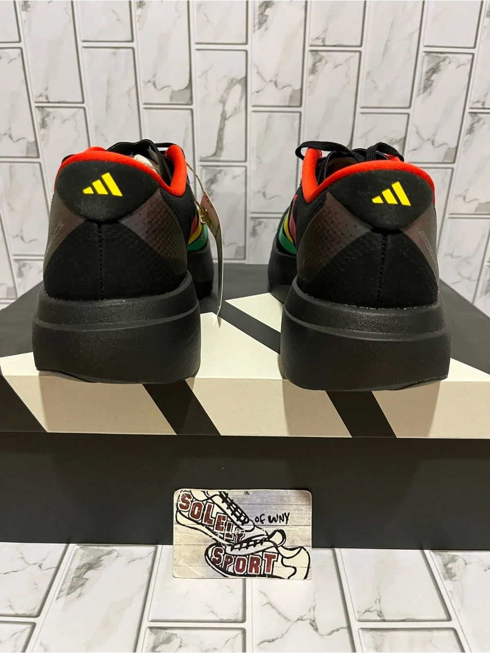 New Adidas Adizero Evo SL Woven Bob Marley Red Green Black Running Shoes Gym Men